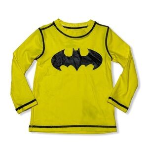 NWOT Batman Yellow Black Long Sleeves Rashguard Swim Top Shirt New Boys 2T